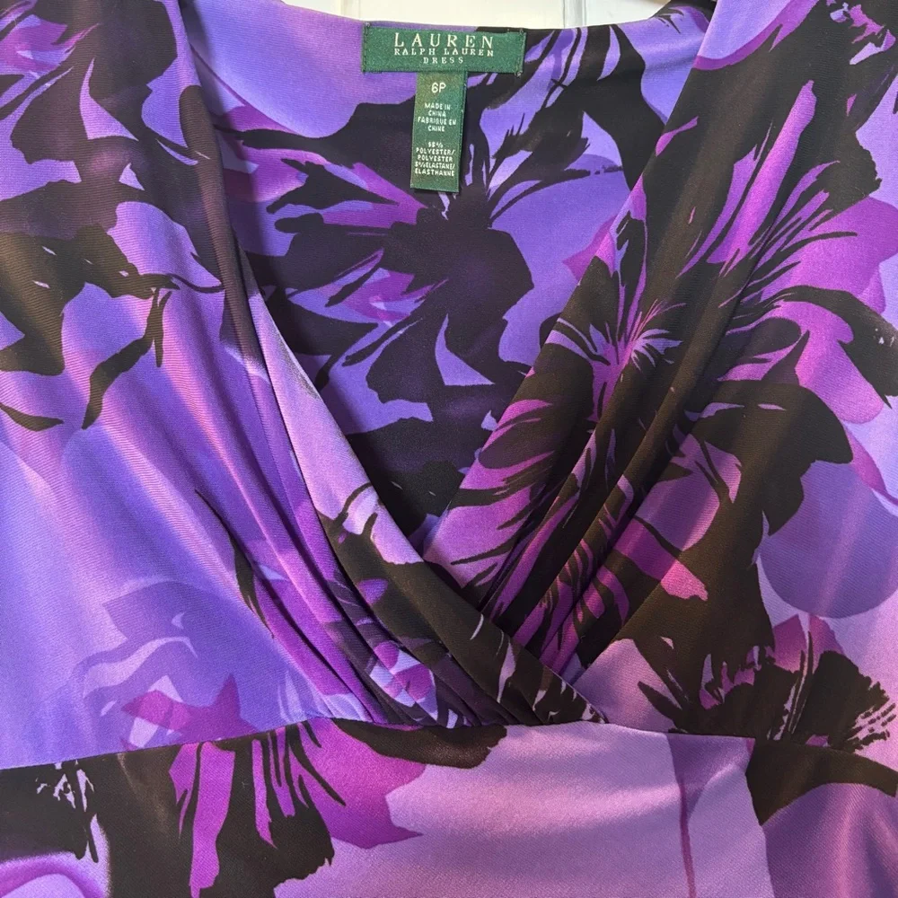Lauren Ralph Lauren Purple Floral Midi Sleeveless Dress Women’s Size 6P - Picture 4 of 7